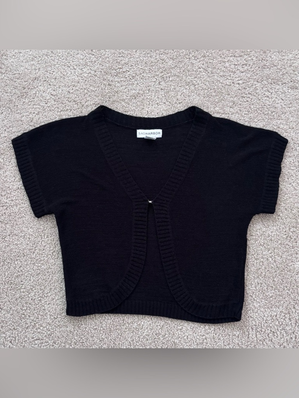 SAG HARBOR Black Cropped Knit Bolero